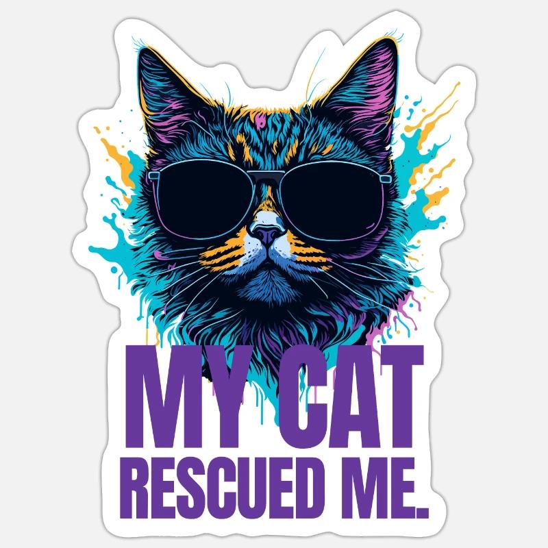 Conception du sauveteur de chats Sticker taille S (10 x 10 cm)