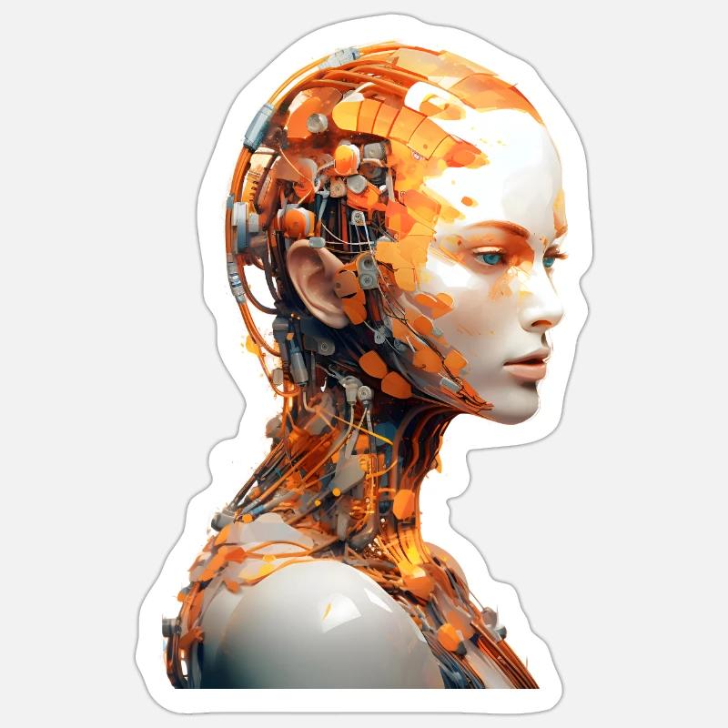 Portrait eines weiblichen Androiden Sticker Größe S (10 x 10 cm)