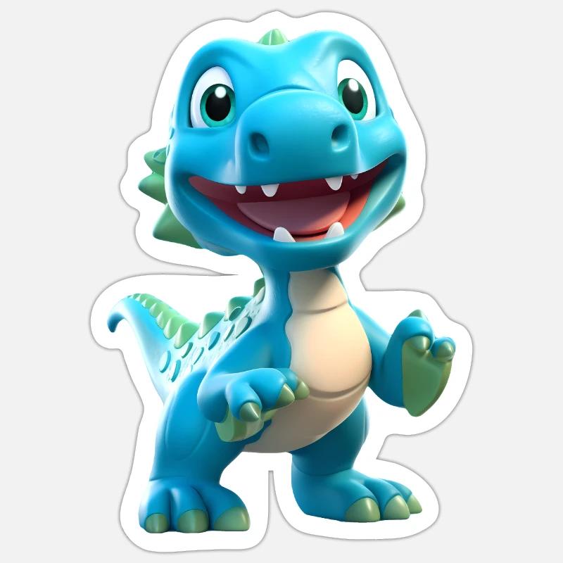 3D Cartoon Dinosaur - Sticker size S (10 x 10 cm) - white matte