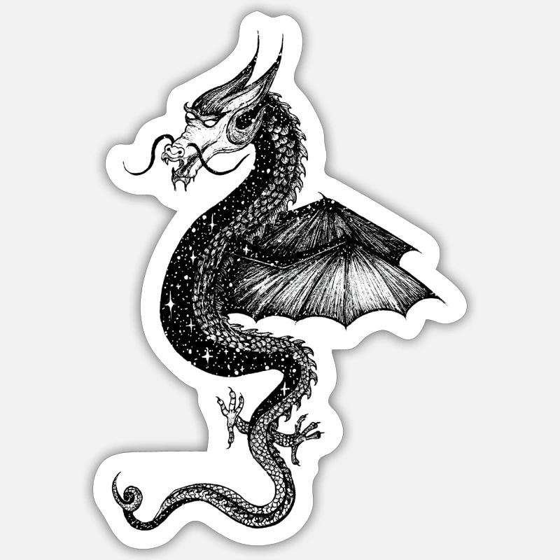 Dragon chinois - Sticker taille S (10 x 10 cm) - blanc mat