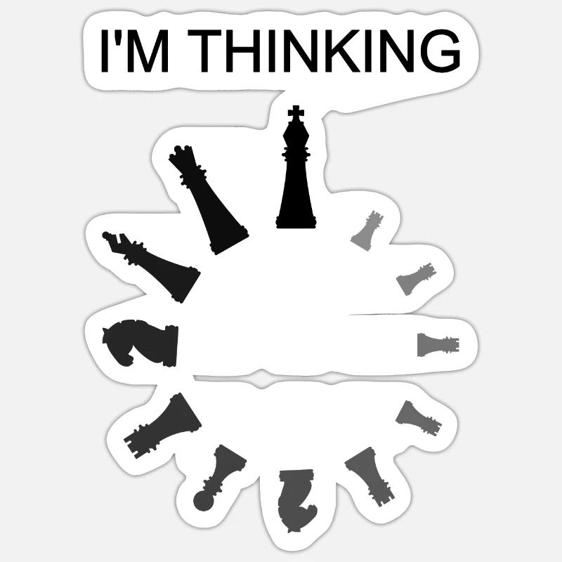 Je pense, pièces d’échecs - Sticker taille S (10 x 10 cm) - blanc mat