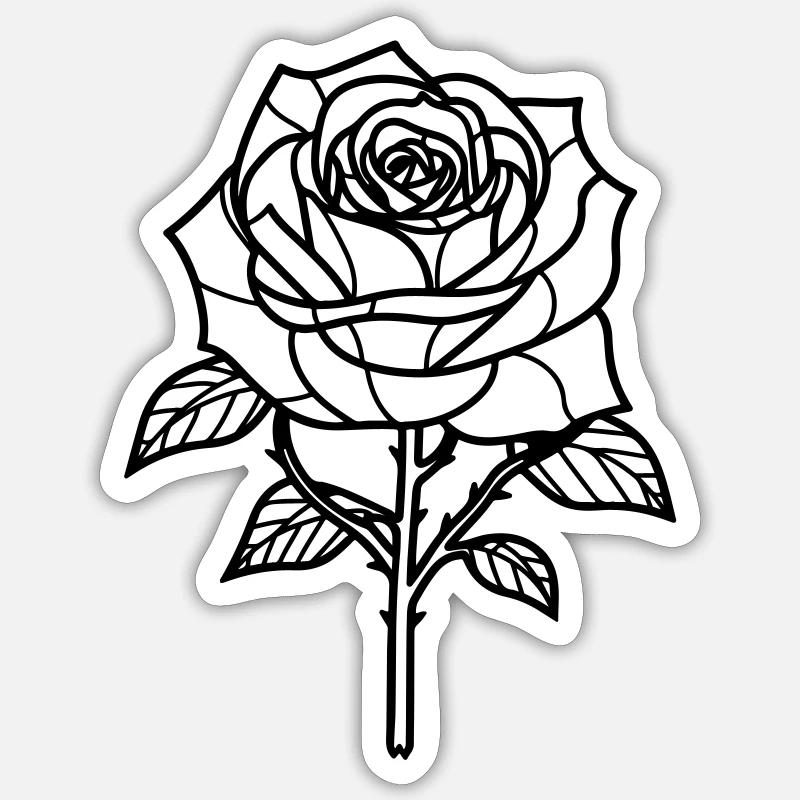 Rose Flower Thorns - Sticker size S (10 x 10 cm) - white matte