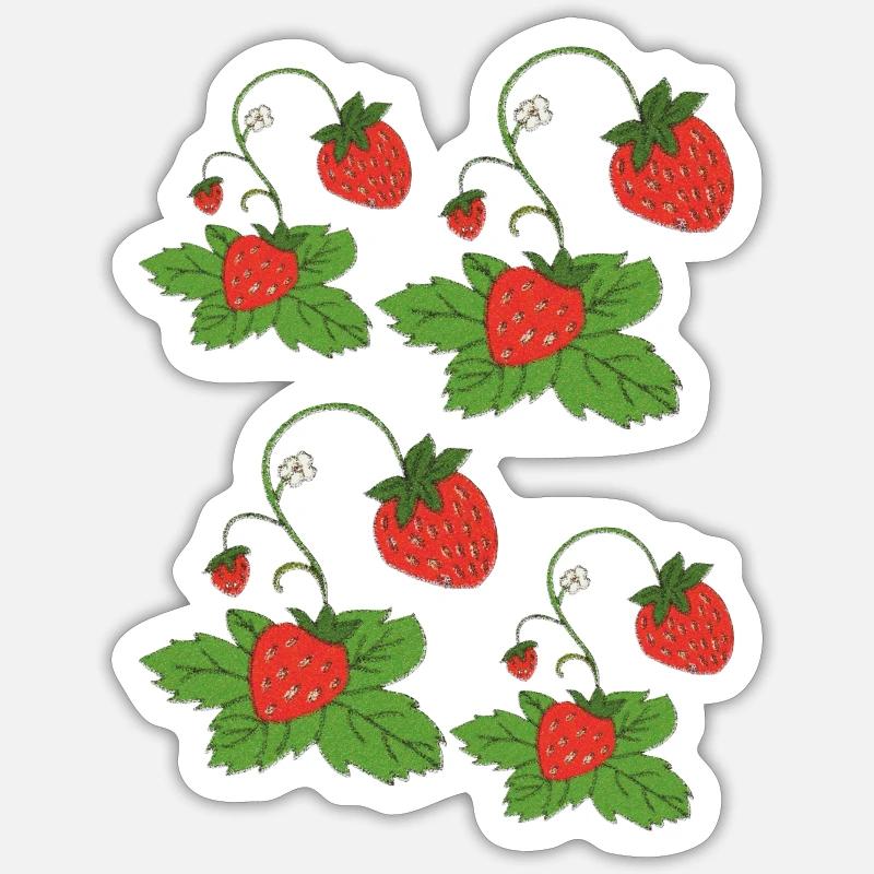 erdbeerfeld - Sticker Größe S (10 x 10 cm) - Mattweiß
