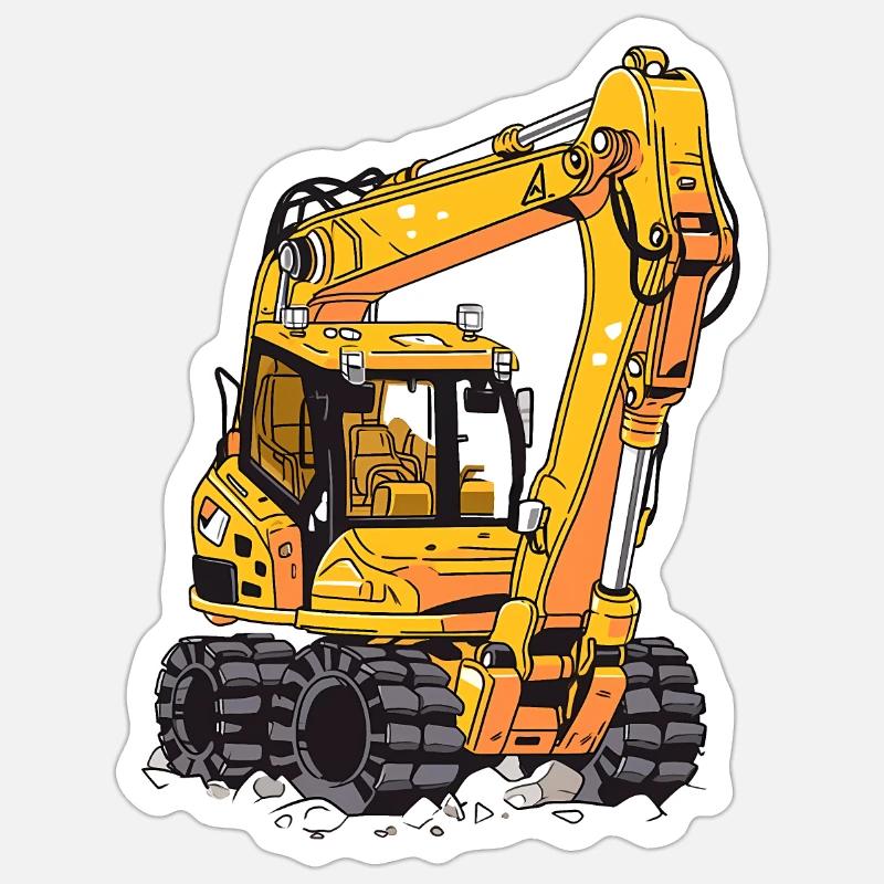 Big Yellow Digger - Sticker size S (10 x 10 cm) - white matte