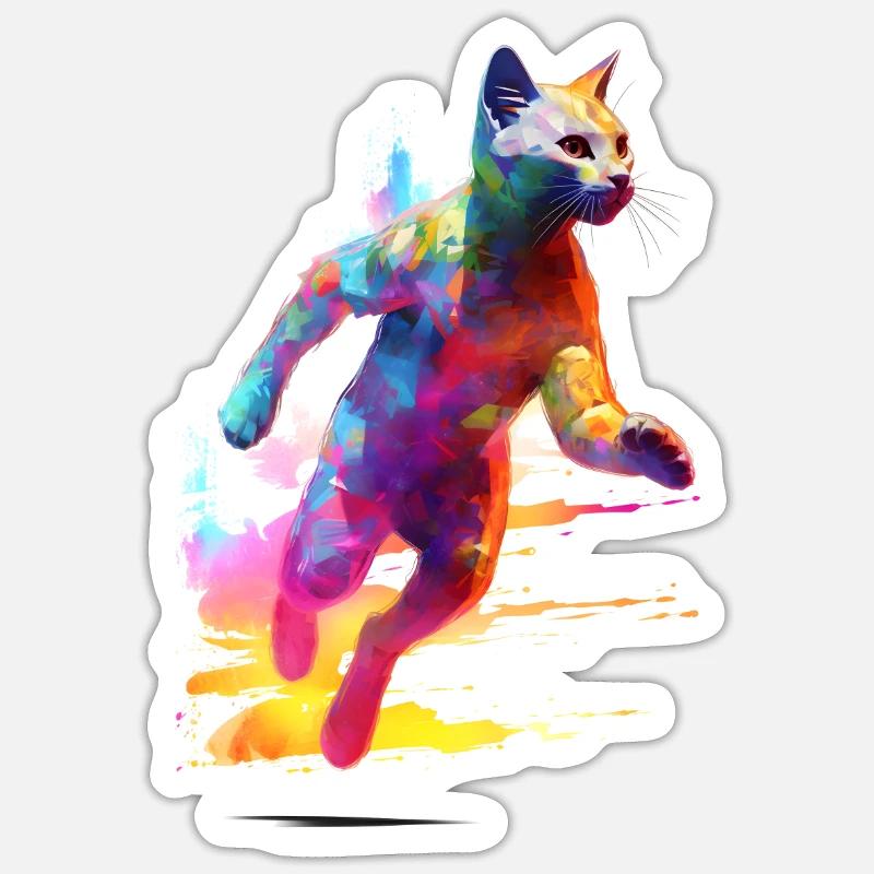 Chat de jogging - Sticker taille S (10 x 10 cm) - blanc mat