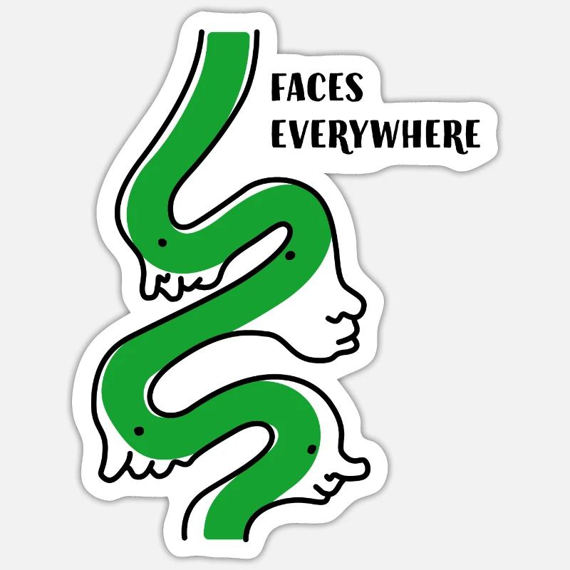 Faces Everywhere - Sticker Größe S (10 x 10 cm) - Mattweiß