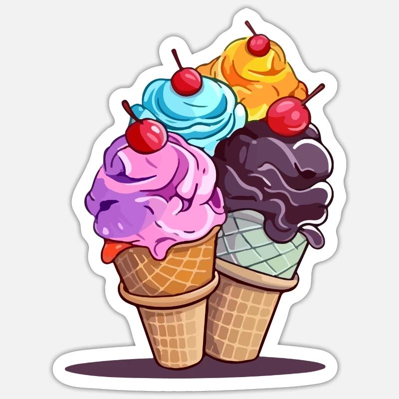 Les cornets de glace Sticker taille S (10 x 10 cm)