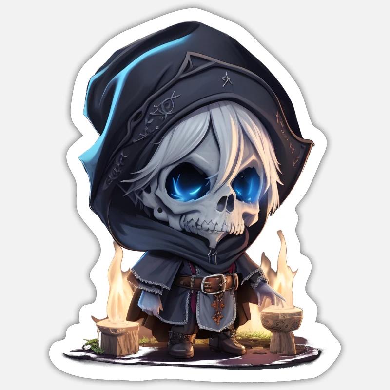 Wizard Skeleton - Sticker size S (10 x 10 cm) - white matte
