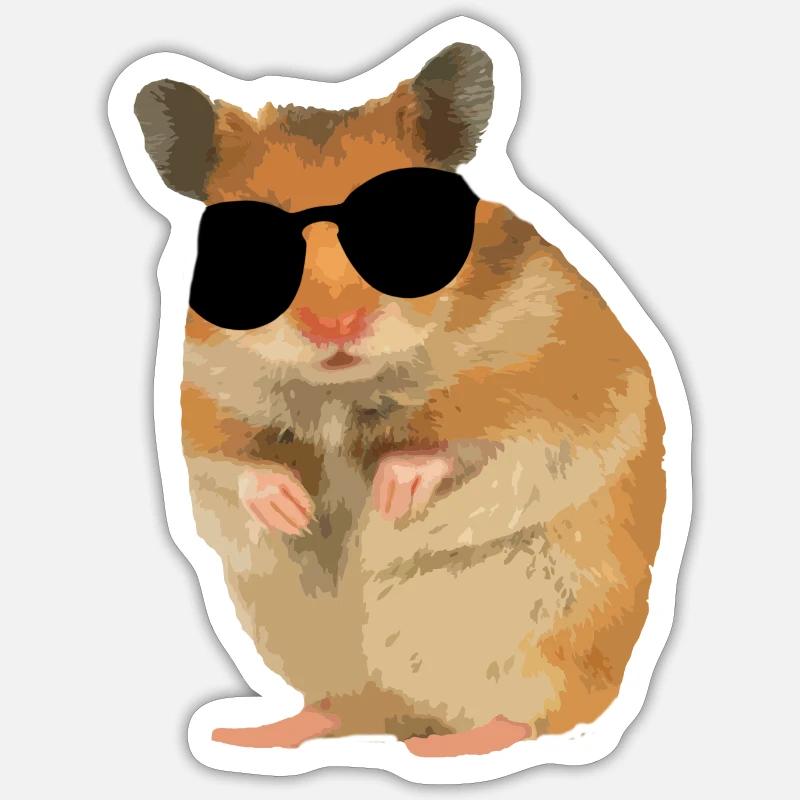 Hamster Menno mit Sonnebrille cool - Sticker Größe S (10 x 10 cm) - Mattweiß