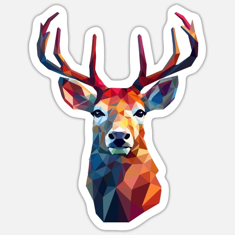 Deer head in low polygon style Sticker size S (10 x 10 cm)