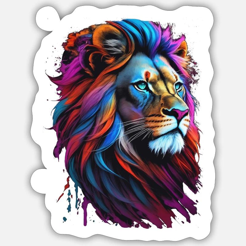 Lion - Sticker taille S (10 x 10 cm) - blanc mat
