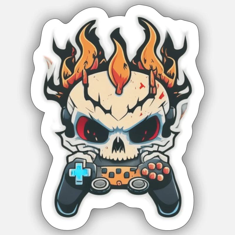 Skullhead Controller - Sticker Größe S (10 x 10 cm) - Mattweiß