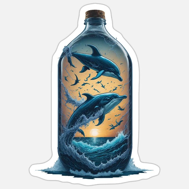 Delfin - Sticker Größe S (10 x 10 cm) - Mattweiß