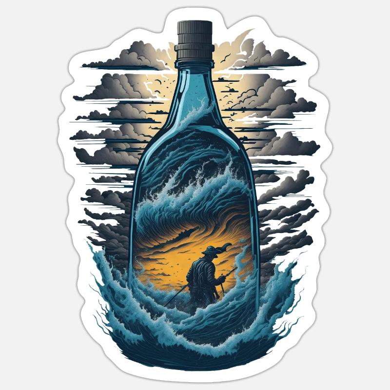 Pêche à la ligne - Sticker taille S (10 x 10 cm) - blanc mat