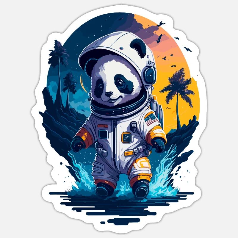 Mignon Panda Astronaute Sticker taille S (10 x 10 cm)