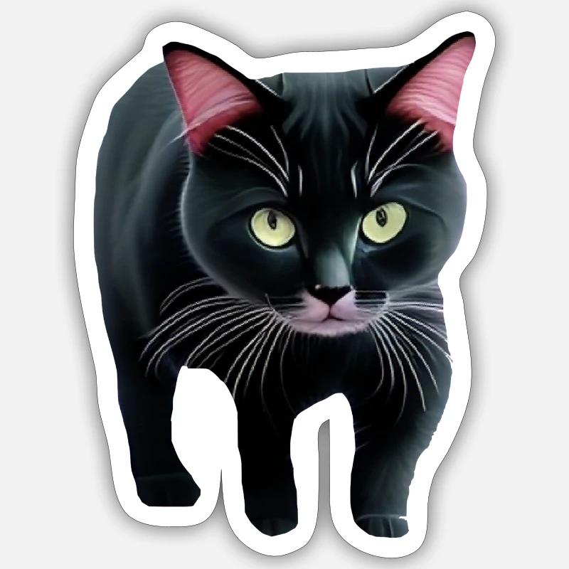 chat - Sticker taille S (10 x 10 cm) - blanc mat