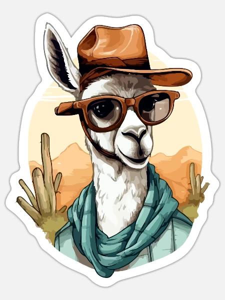 Goki der Lama - Sticker Größe S (10 x 10 cm) - Mattweiß