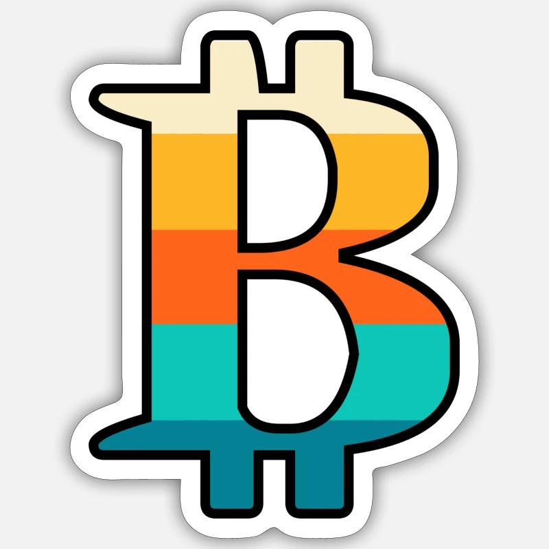 Bitcoin retro - Sticker taille S (10 x 10 cm) - blanc mat