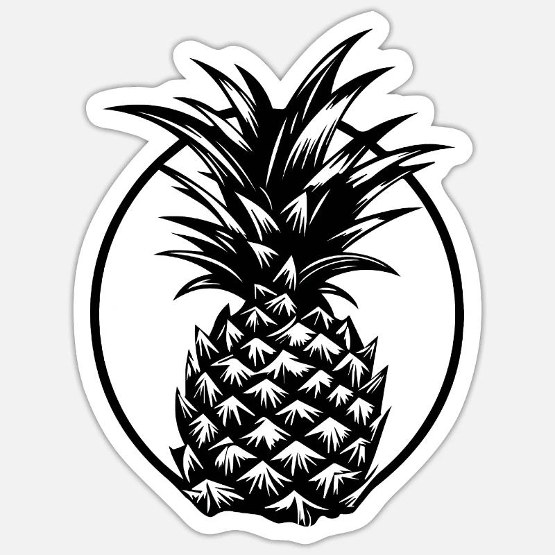 Ananas - Sticker Größe S (10 x 10 cm) - Mattweiß