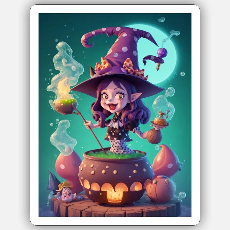 Whimsical witch Sticker size S (10 x 10 cm)