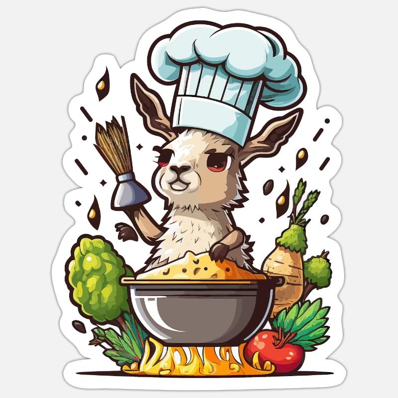 Chef de lama - Sticker taille S (10 x 10 cm) - blanc mat