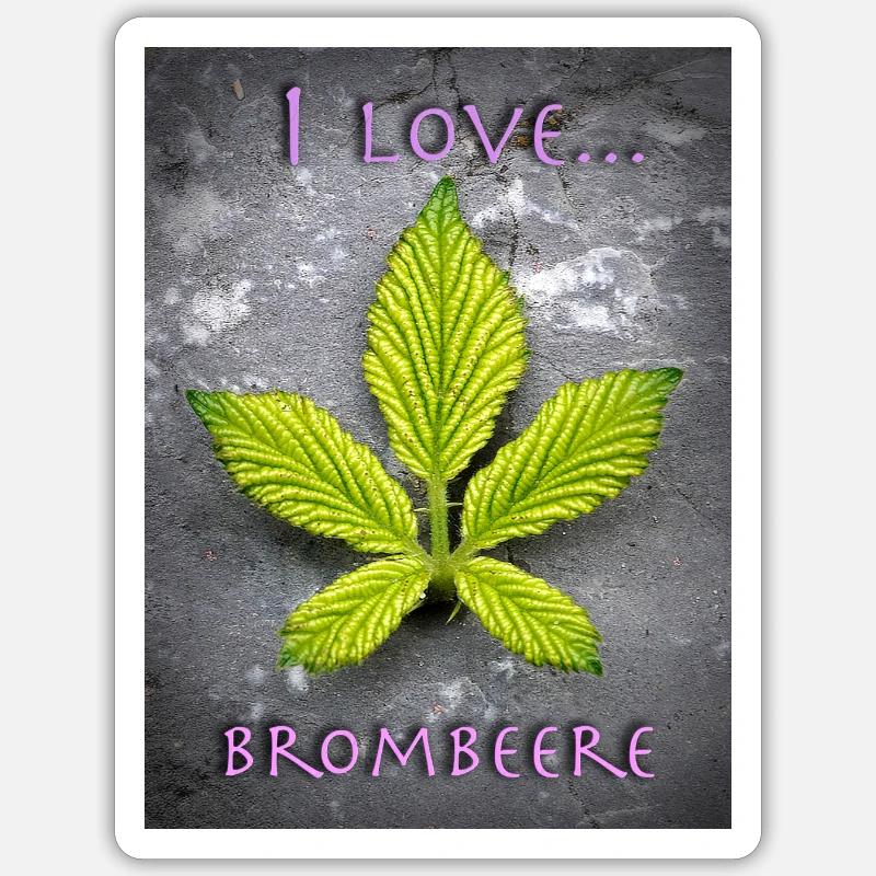 I love Brombeere - Sticker Größe S (10 x 10 cm) - Mattweiß
