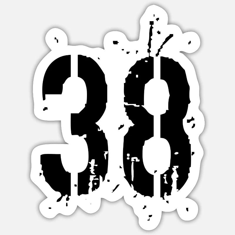 38 Nummer 38 - Sticker Größe S (10 x 10 cm) - Mattweiß