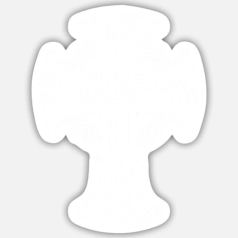 White Celtic cross with circular braid Sticker size S (10 x 10 cm)