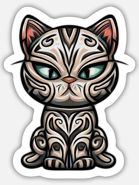 Katze im Cartoon Style - Sticker Größe S (10 x 10 cm) - Mattweiß