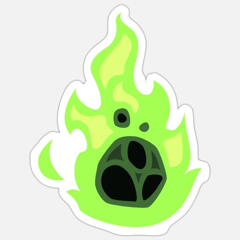 boule de feu verte - Sticker taille S (10 x 10 cm) - blanc mat
