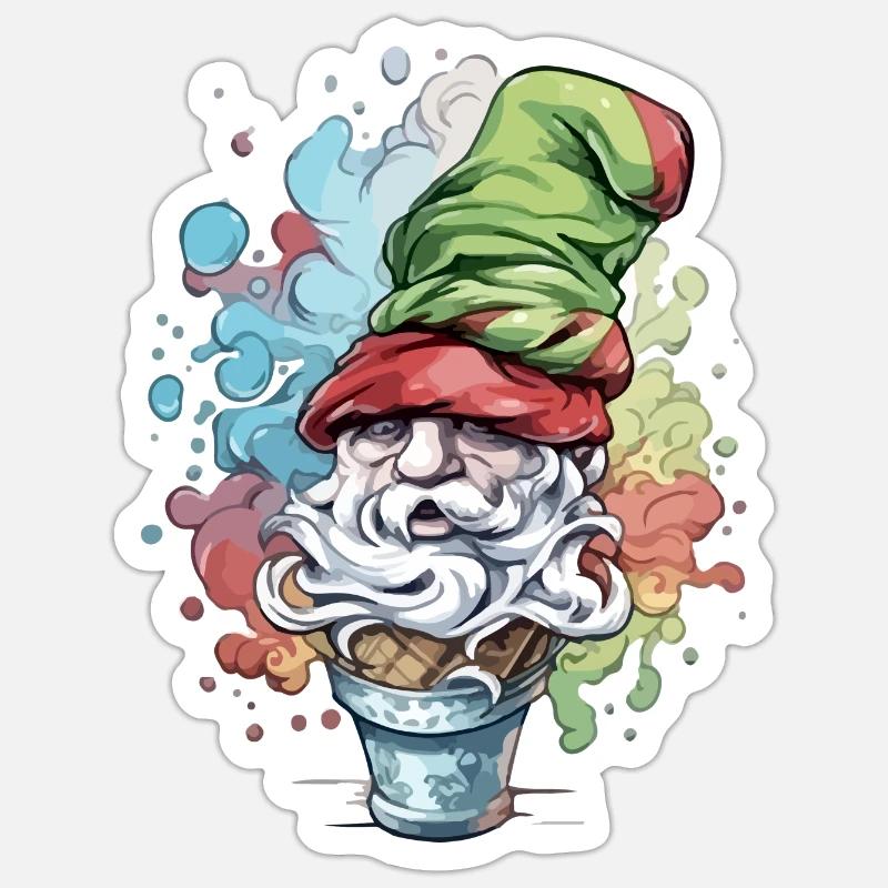 Lutin dans le cornet de glace Sticker taille S (10 x 10 cm)