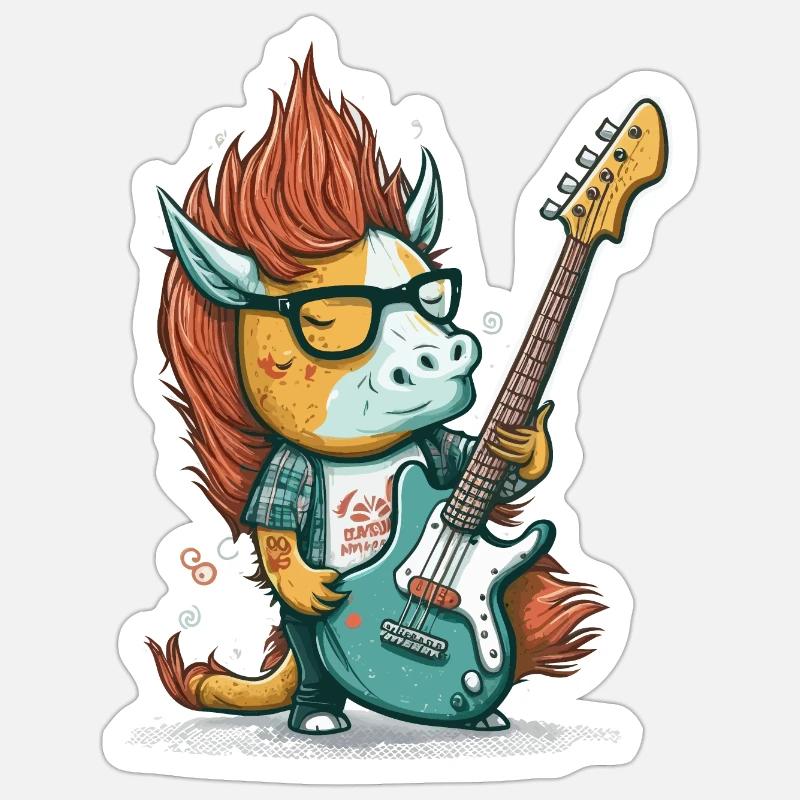 Rock auf Einhorn - Sticker Größe S (10 x 10 cm) - Mattweiß