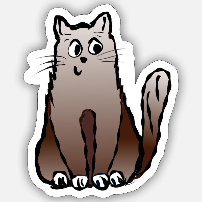 Drôle de chat - Sticker taille S (10 x 10 cm) - blanc mat