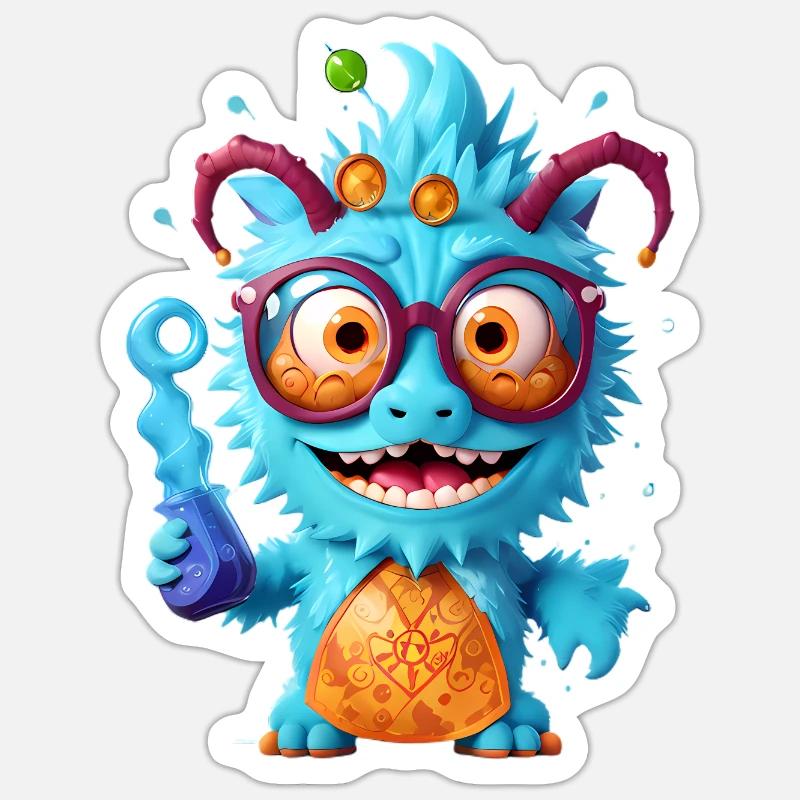 Professeur Monster - Sticker taille S (10 x 10 cm) - blanc mat