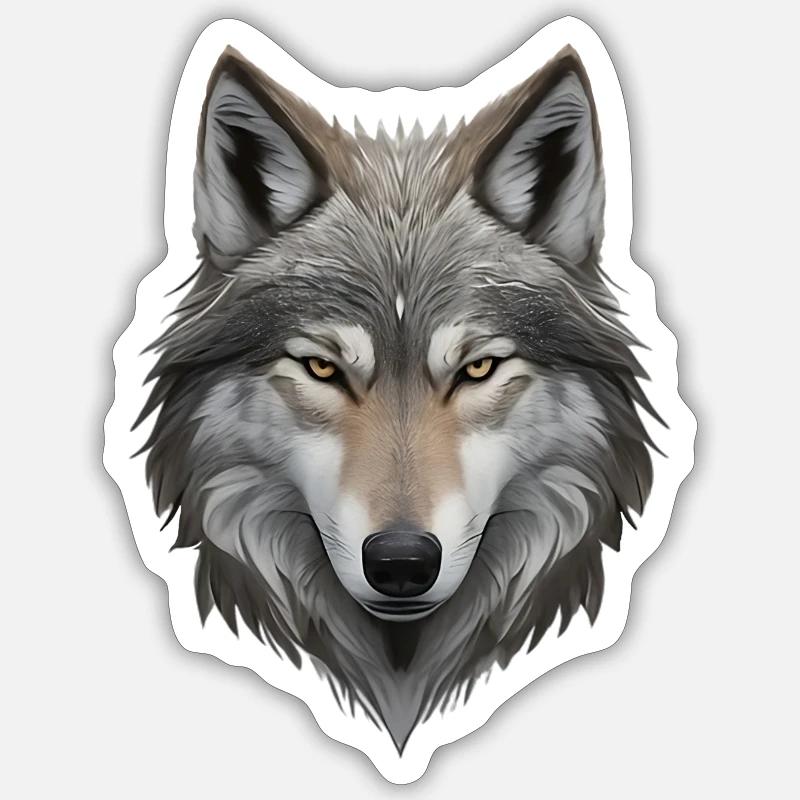 Wolf's head - Sticker size S (10 x 10 cm) - white matte