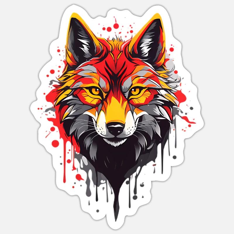Coole Wolf - Sticker Größe S (10 x 10 cm) - Mattweiß