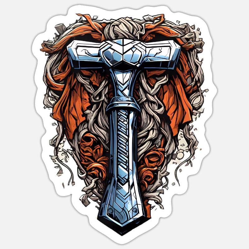 Le marteau de Thor - Sticker taille S (10 x 10 cm) - blanc mat