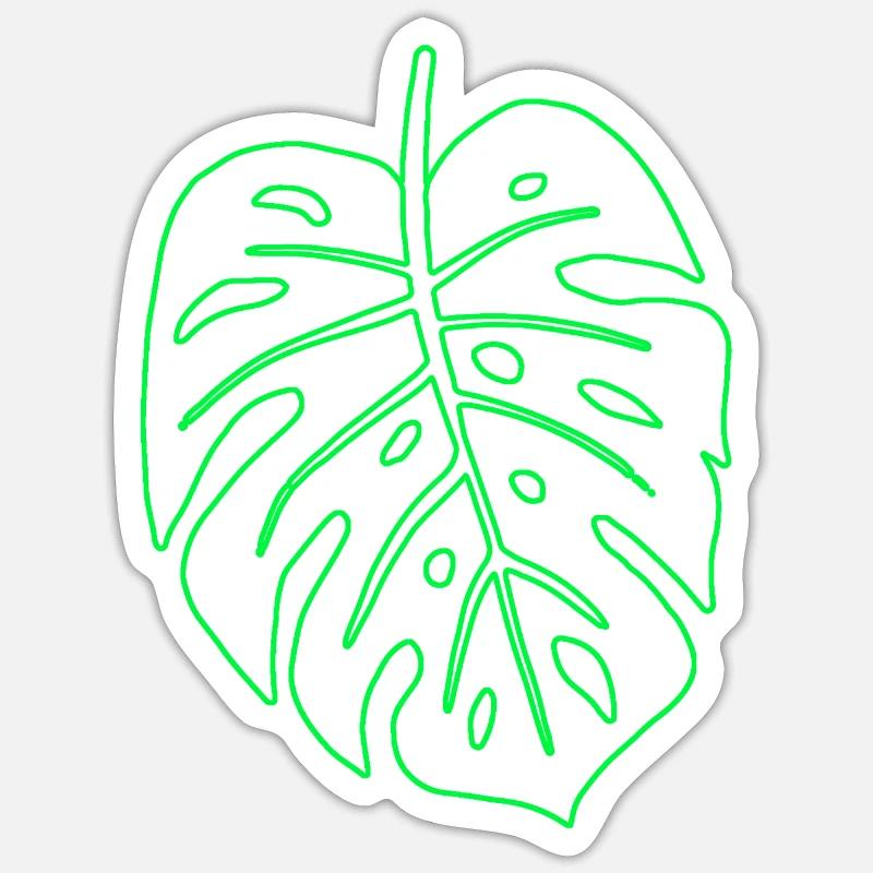 Feuille de Monstera - Sticker taille S (10 x 10 cm) - blanc mat