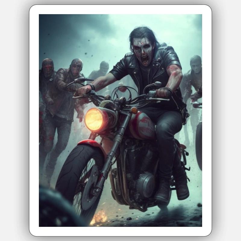 Zombie BIker1 - Sticker size S (10 x 10 cm) - white matte