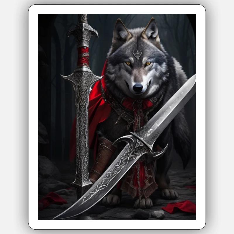 WolfSwordDevil1 Sticker Größe S (10 x 10 cm)