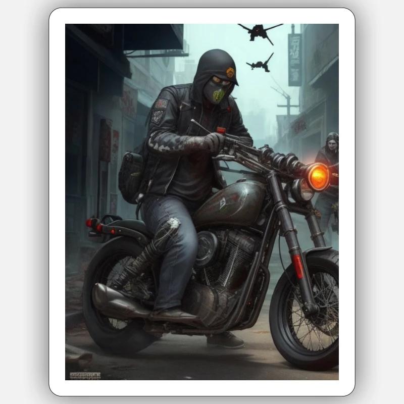 Biker3 - Sticker Größe S (10 x 10 cm) - Mattweiß