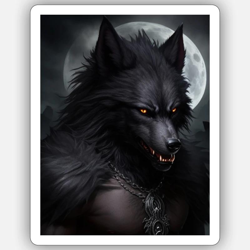 Black Werwolf2 - Sticker Größe S (10 x 10 cm) - Mattweiß