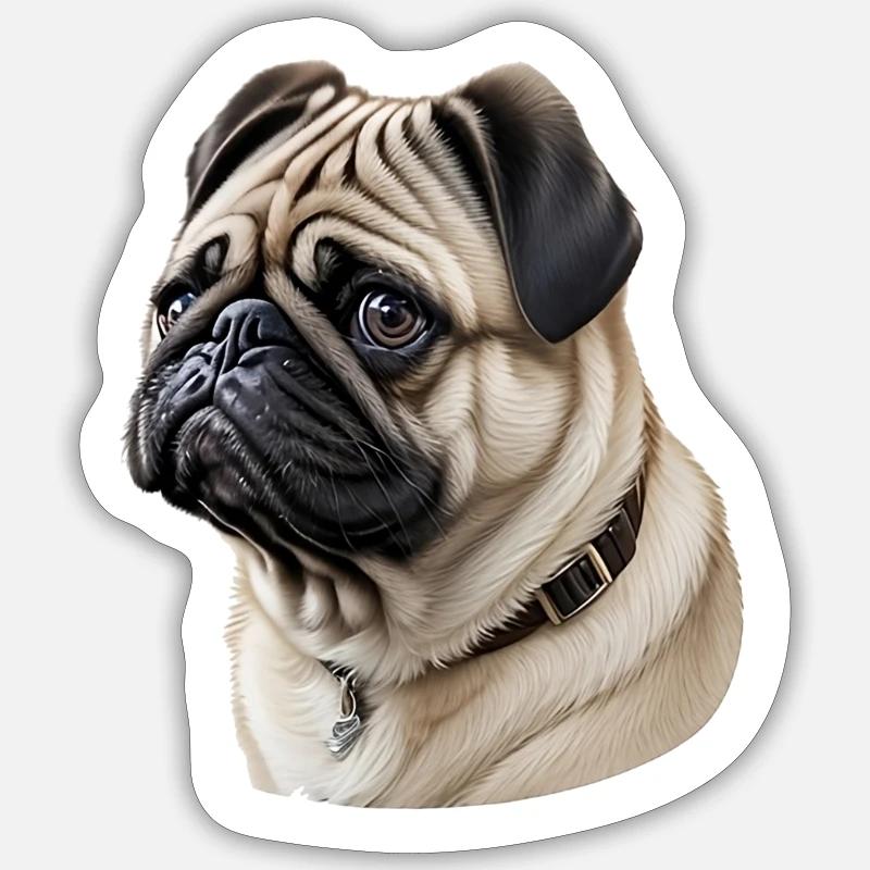 Mops Sticker Größe S (10 x 10 cm)