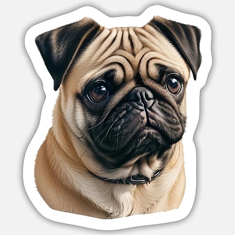 Mops - Sticker Größe S (10 x 10 cm) - Mattweiß