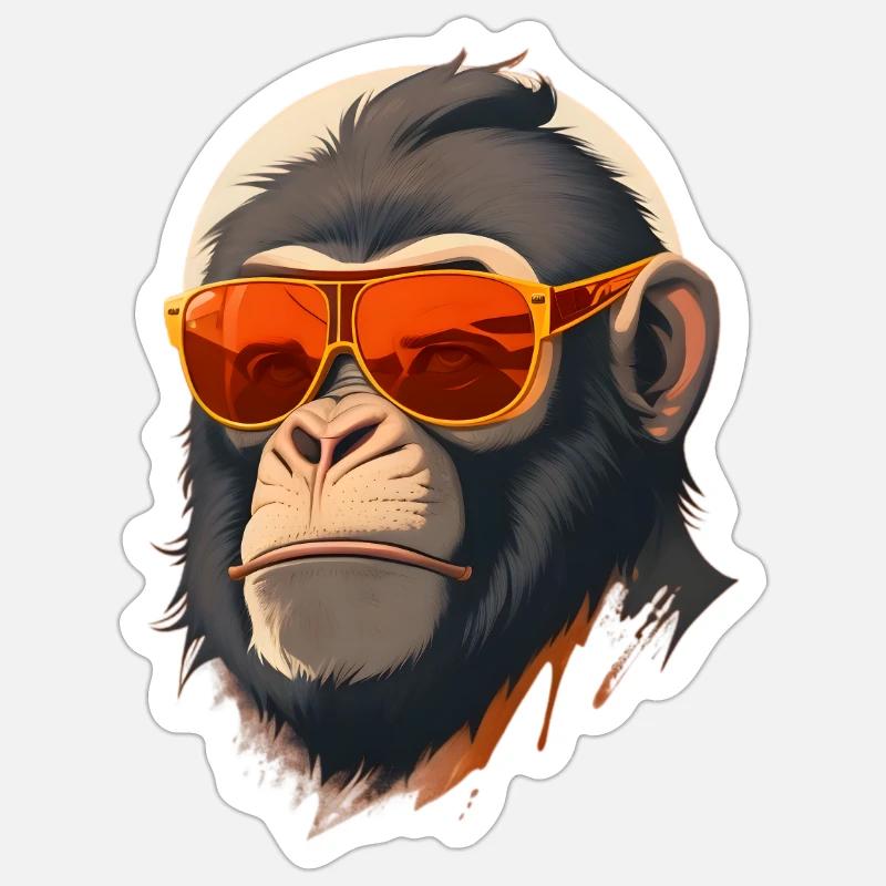 Cool monkey with sunglasses - Sticker size S (10 x 10 cm) - white matte