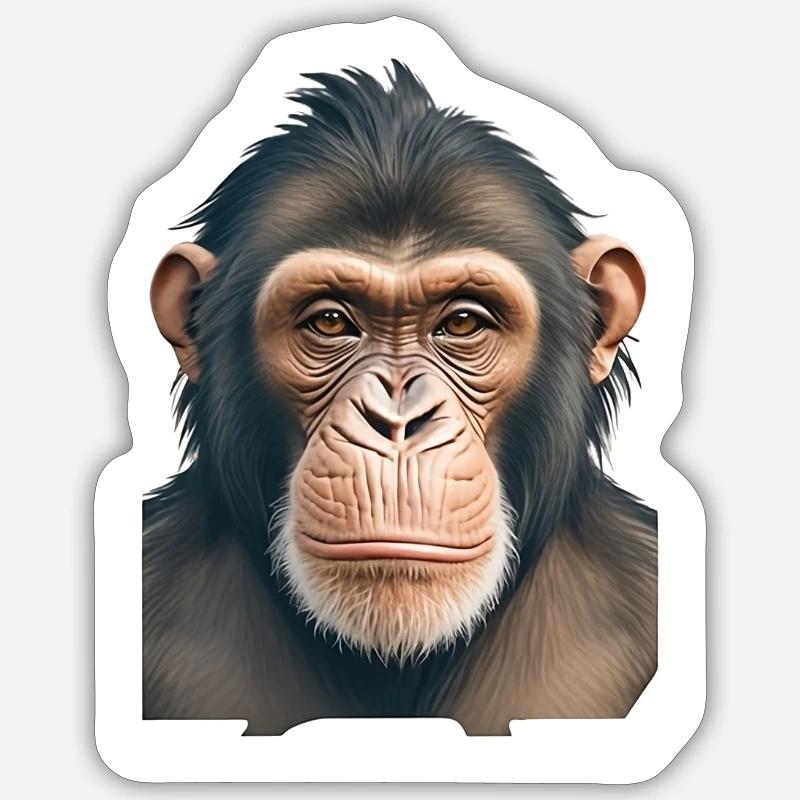 Chimpanzé - Sticker taille S (10 x 10 cm) - blanc mat