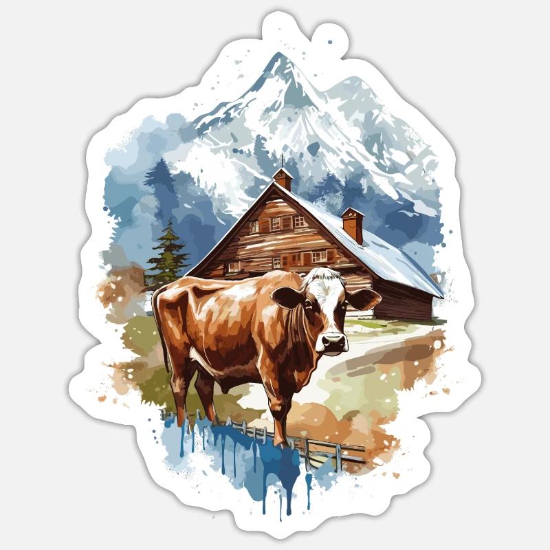 Zermatt, Matterhorn, Matterhorn, Wanderer - Sticker Größe S (10 x 10 cm) - Mattweiß