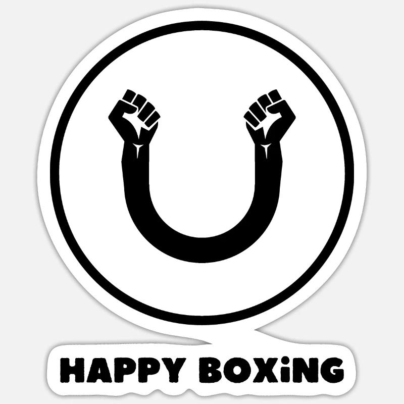 LOGO happy boxing - Sticker taille S (10 x 10 cm) - blanc mat