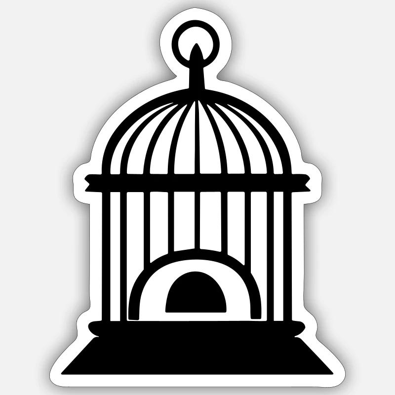 Vogelbauer - Sticker Größe S (10 x 10 cm) - Mattweiß