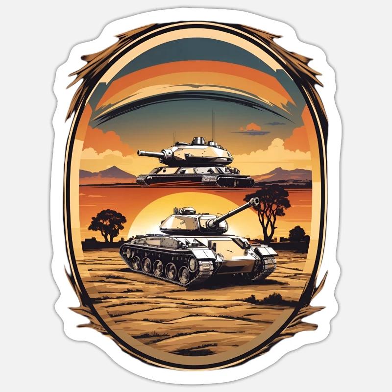 Panzer - Sticker Größe S (10 x 10 cm) - Mattweiß
